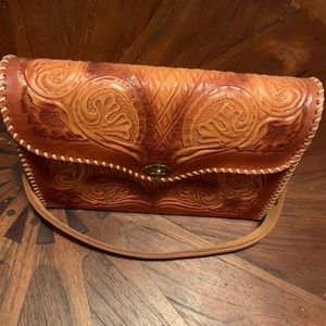 VINTAGE Custom Hand Tooled Leather Bag